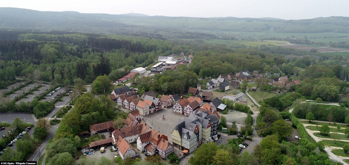 Open-air museum Hessenpark, aerial photo, travelreport, blog