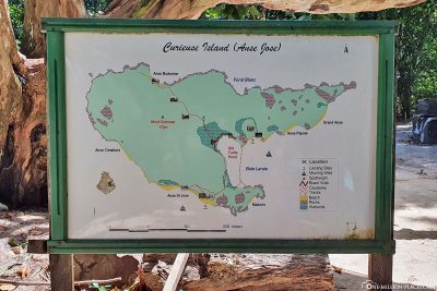 Eine Karte von Curieuse Island