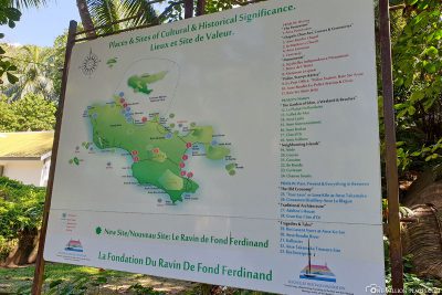 A map of the island of Praslin