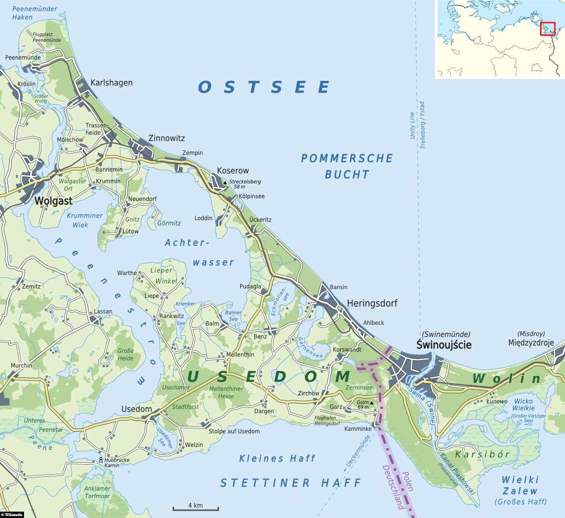 Usedom, Map, Island, Germany