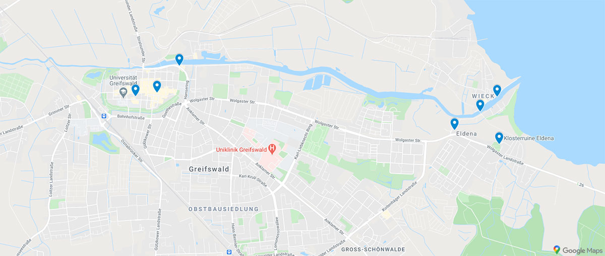 Greifswald, Sights, Photospots, Map, Map, TravelReport