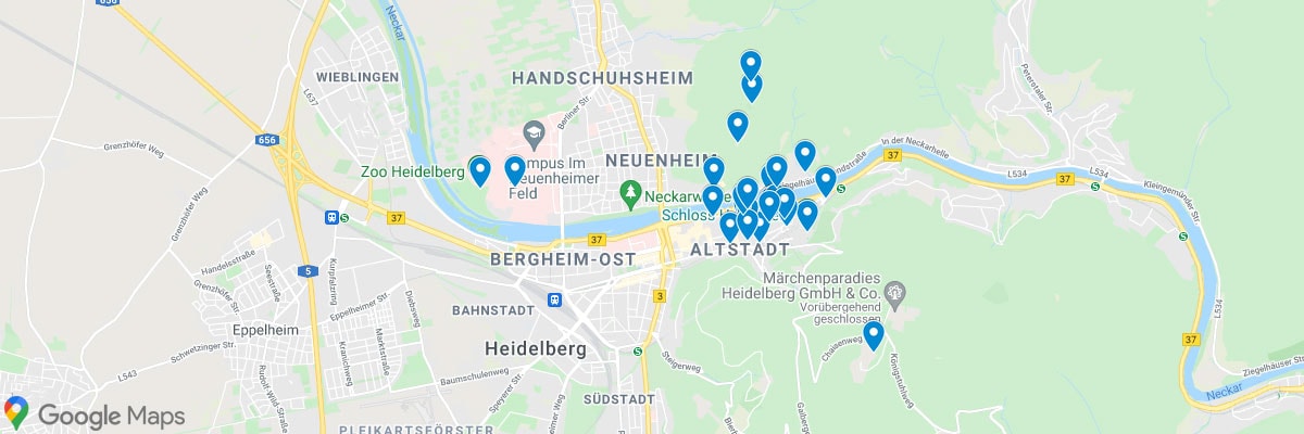 Heidelberg, Sehenswürdigkeiten, Attraktionen, Karte