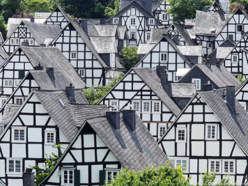 The half-timbered houses