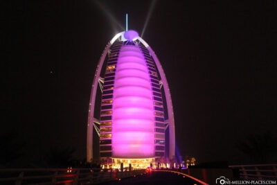 The illuminated Burj Al Arab