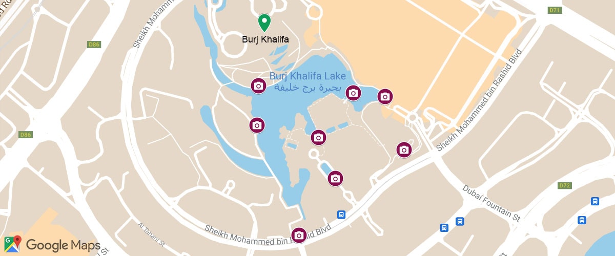 Burj Khalifa Photo spots Map Dubai