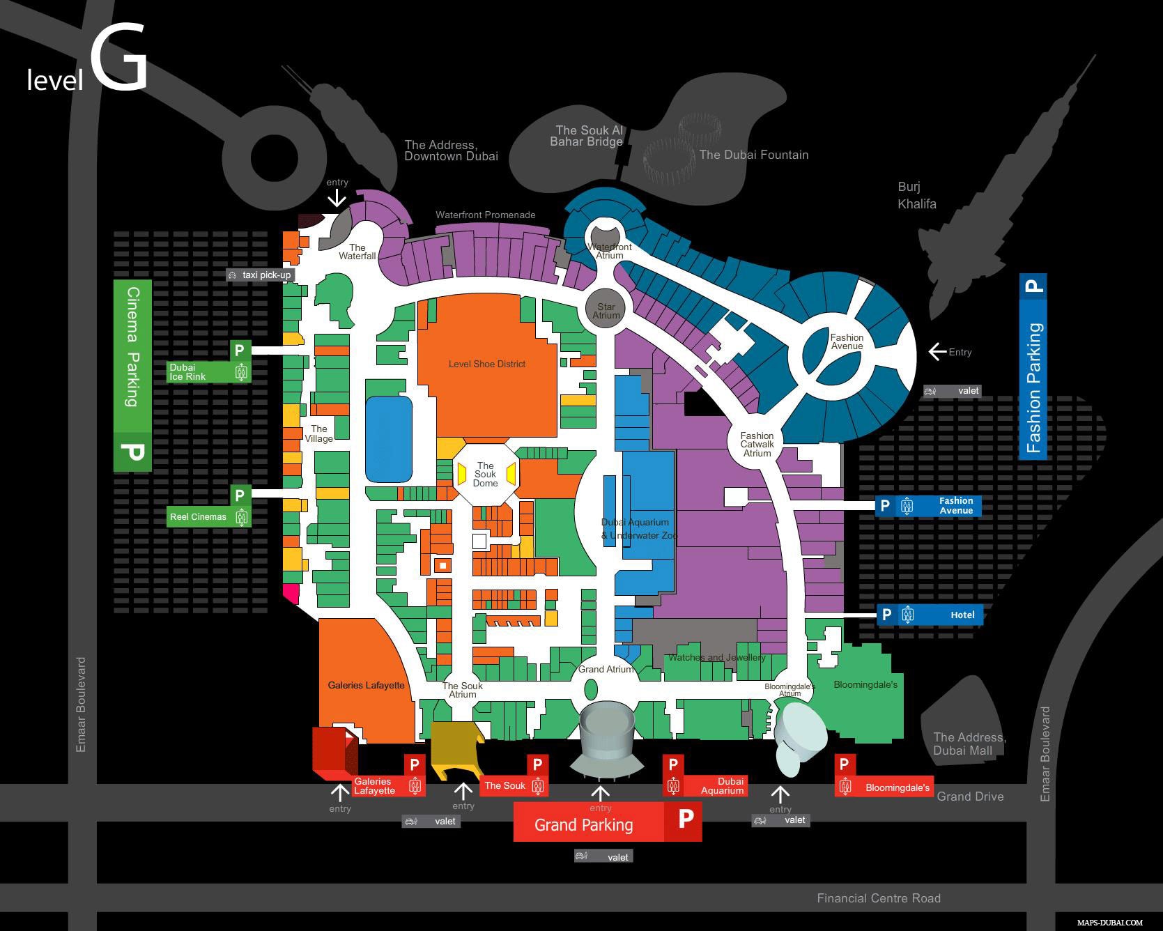 Dubai Mall, Karte, Plan