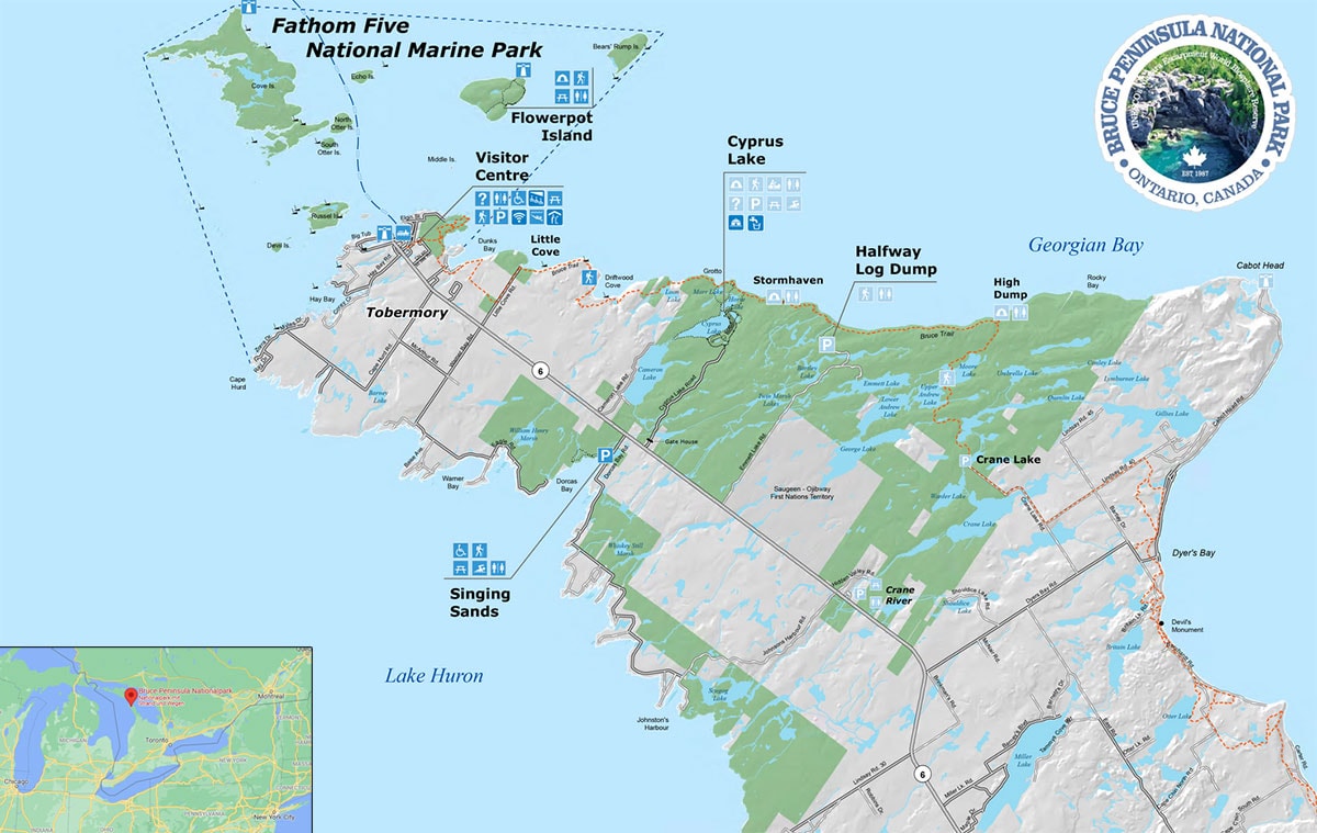 Bruce Peninsula National Park, Map, Map