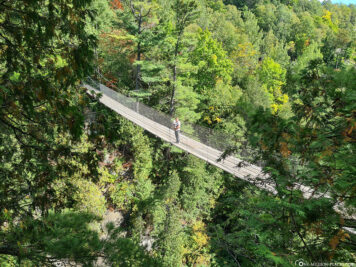 The large suspension bridge over the gorge