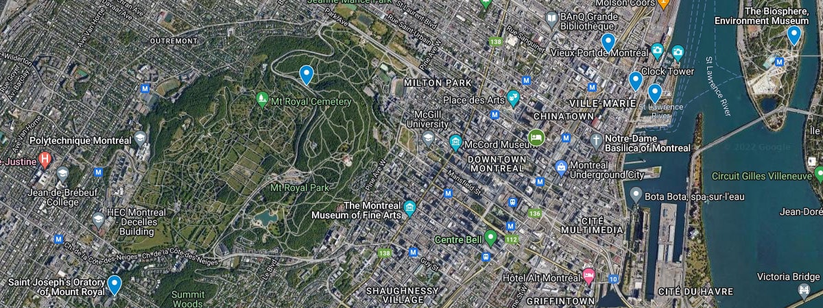 Montreal attractions map