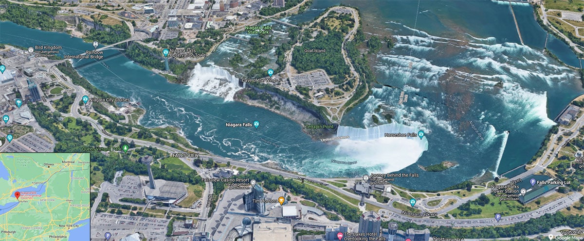 Niagarafälle, Karte, Lage