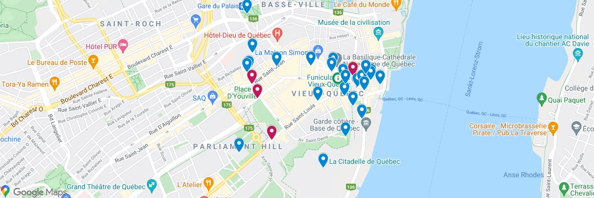 Quebec, Sehenswürdigkeiten, Fotospots, Karte, Kanada, Google MyMaps