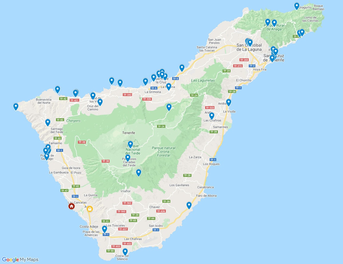 Insel Teneriffa, Kanaren, Sehenswürdigkeiten, Karte,, Fotospots