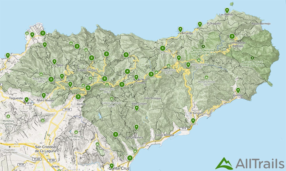 Rural de Anaga Park, Tenerife, Trails, Map, Hiking Trails