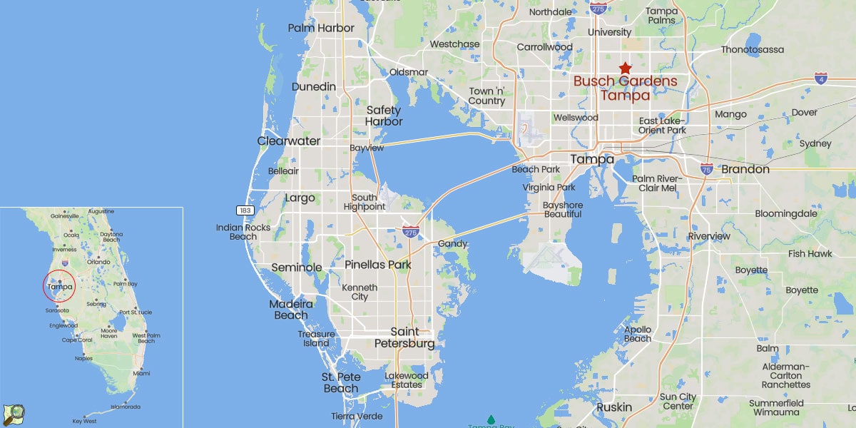 Bush Gardens Tampa Location Map