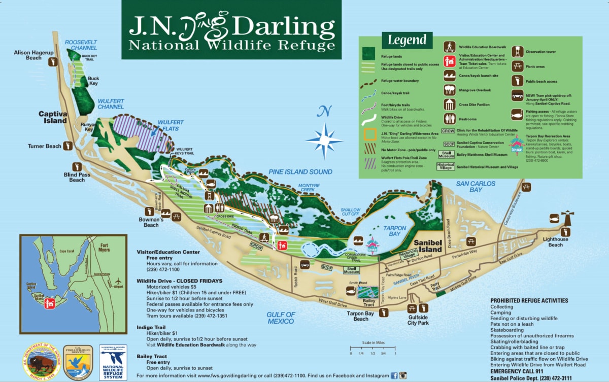Ding Darling National Wildlife Refuge, Map, Sanibel Island, Florida