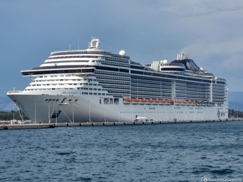 The MSC Fantasia in the port of Corfu