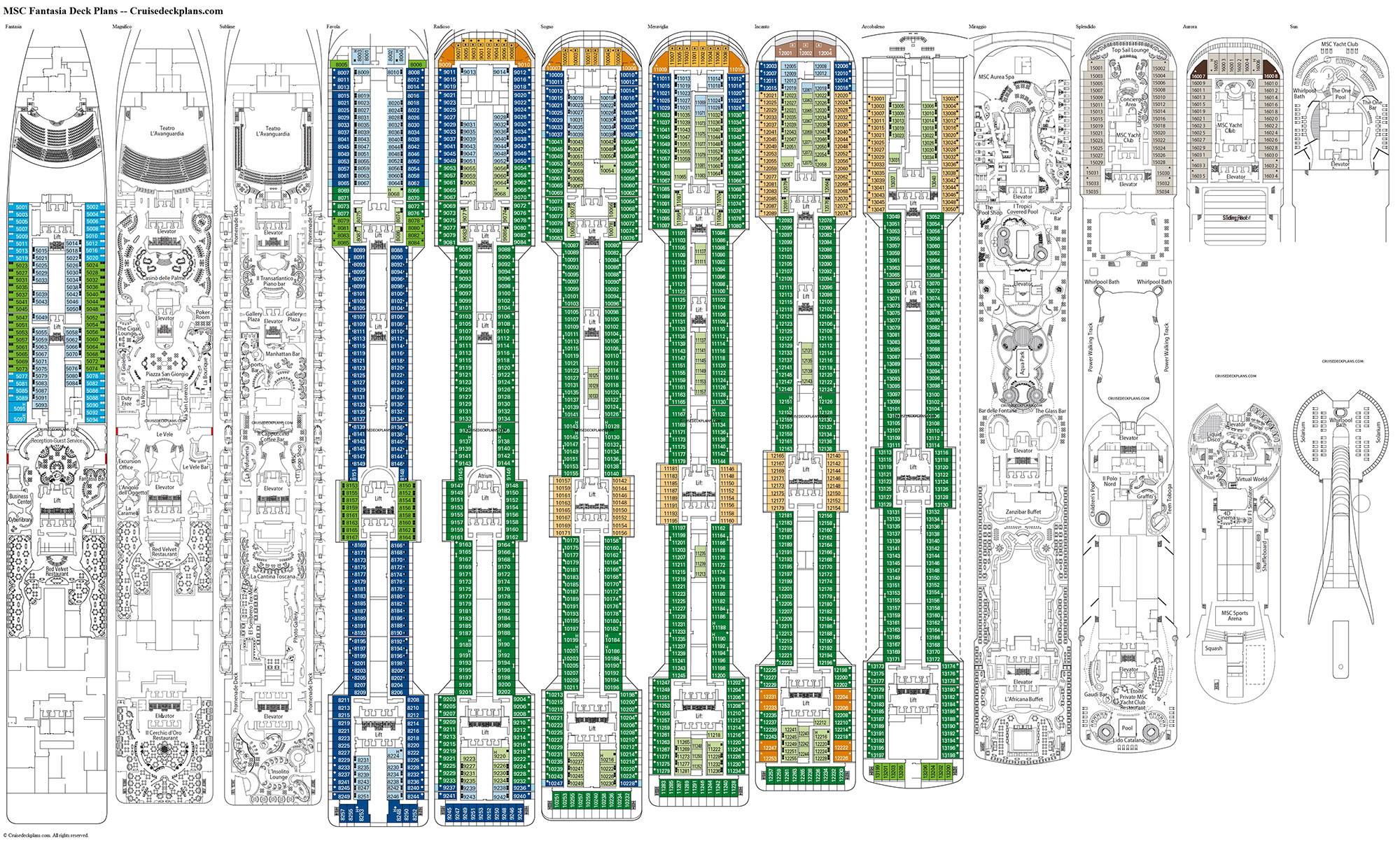 Deck plan of the MSC Fantasia