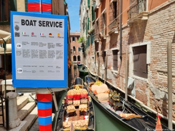 The prices for gondola rides in Venice