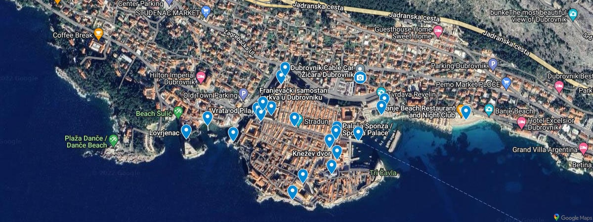 Dubrovnik, sights, map