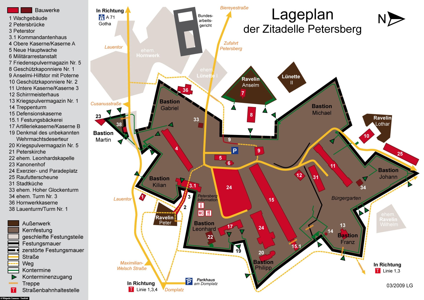 Zitadelle Petersberg, Karte, Plan