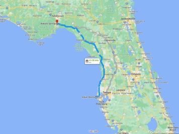 Our route from Indian Shores to Wakulla Springs