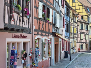The colorful half-timbered houses