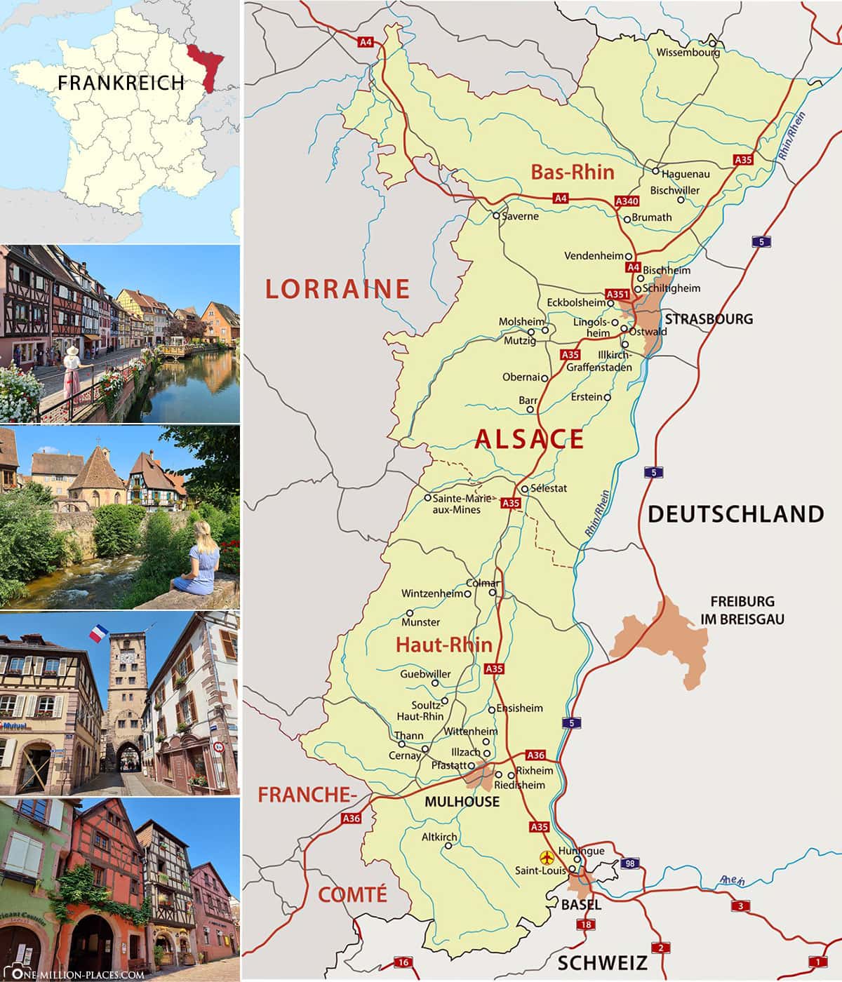 Karte, Elsass, Region, Frankreich