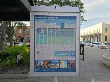 Karte von Downtown Galveston