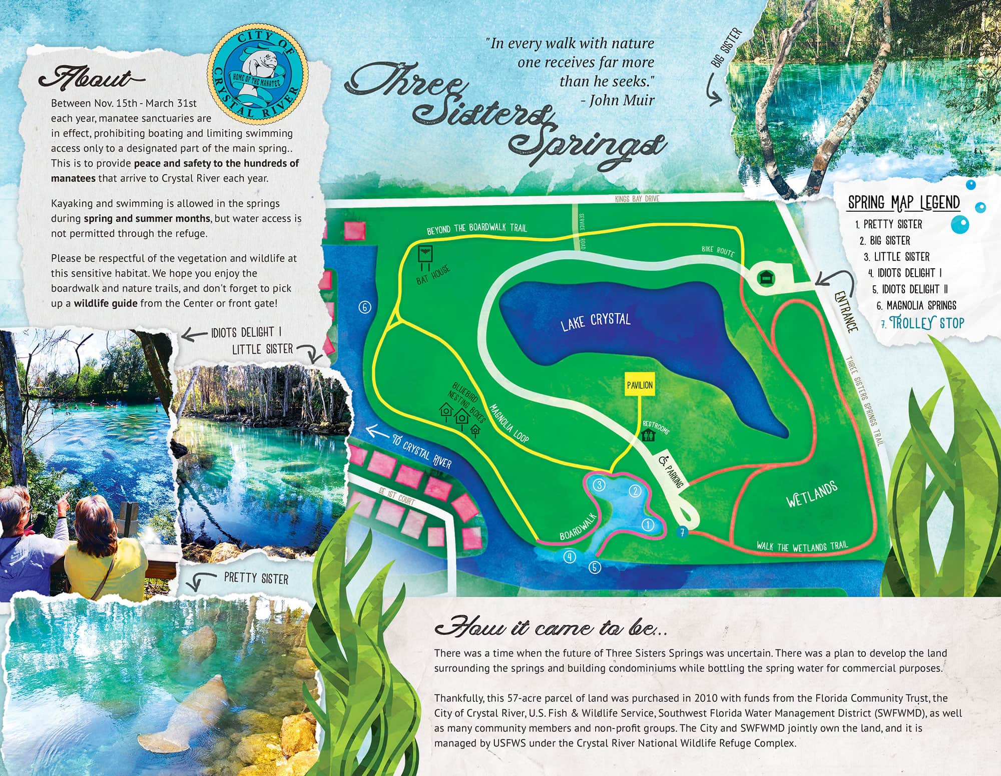 Karte der Three Sisters Spring in Crystal River