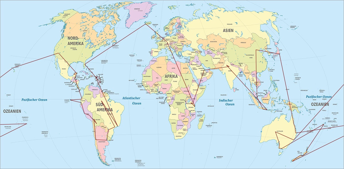 Континент 28. Weltreise. Travel Route.